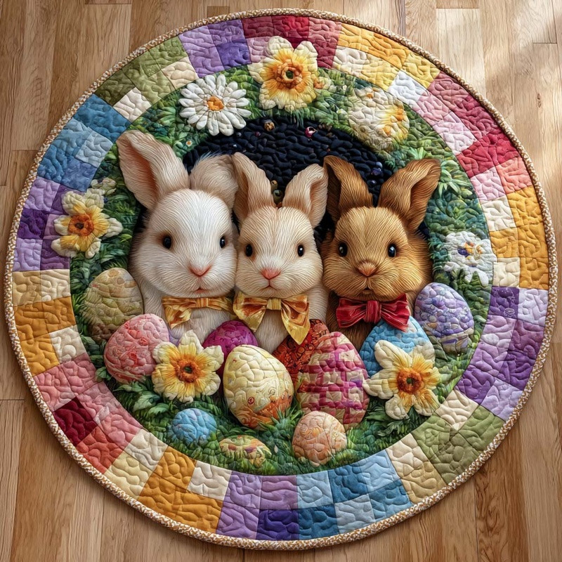 Pastel Joy Quilted Round Mat Spring Home Decor Cozy Gift For Easter Lovers