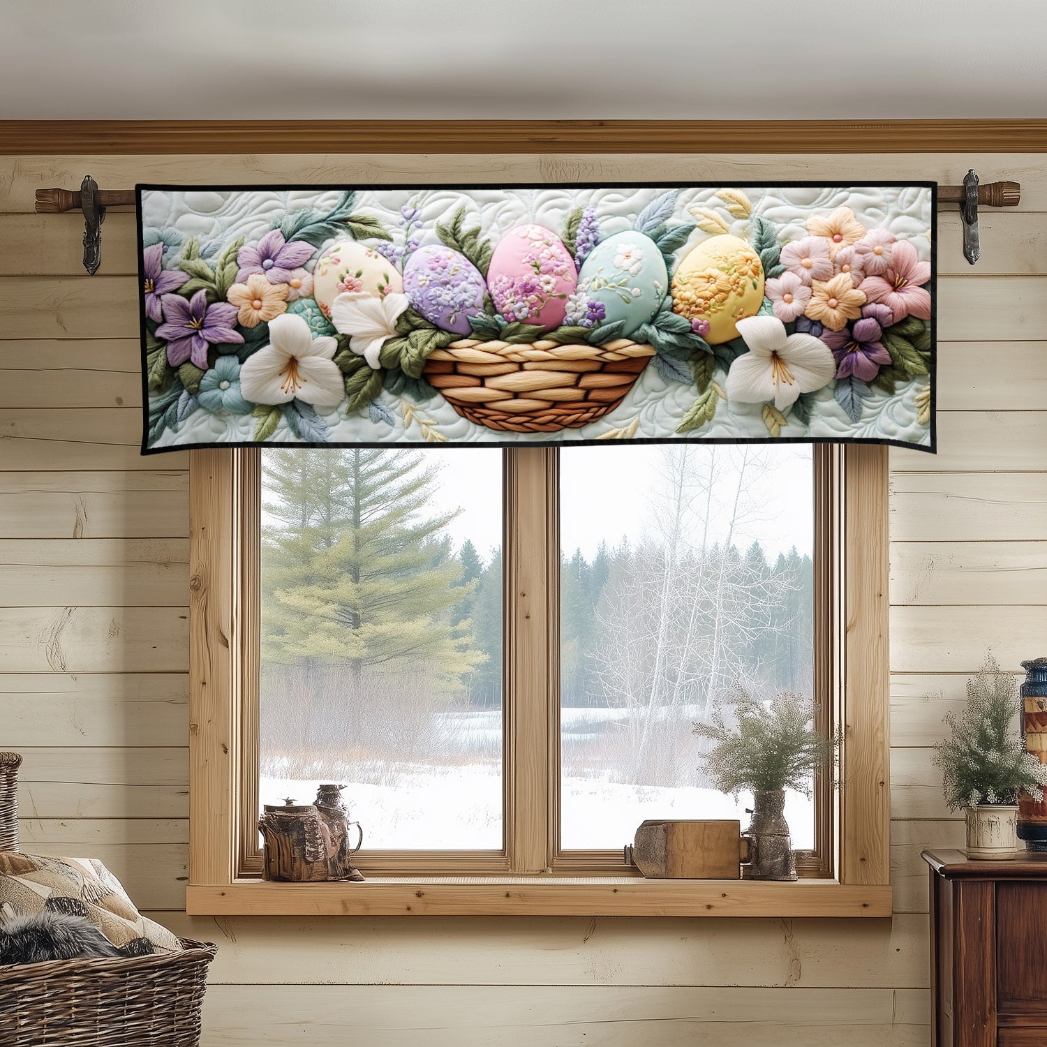 Pastel Meadow Quilted Valance Kitchen Curtain Meaningful Gifts For Women