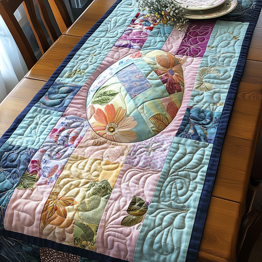 Pastel Parade Quilted Table Runner Festive Table Runners Easter Sunday Table Decorations