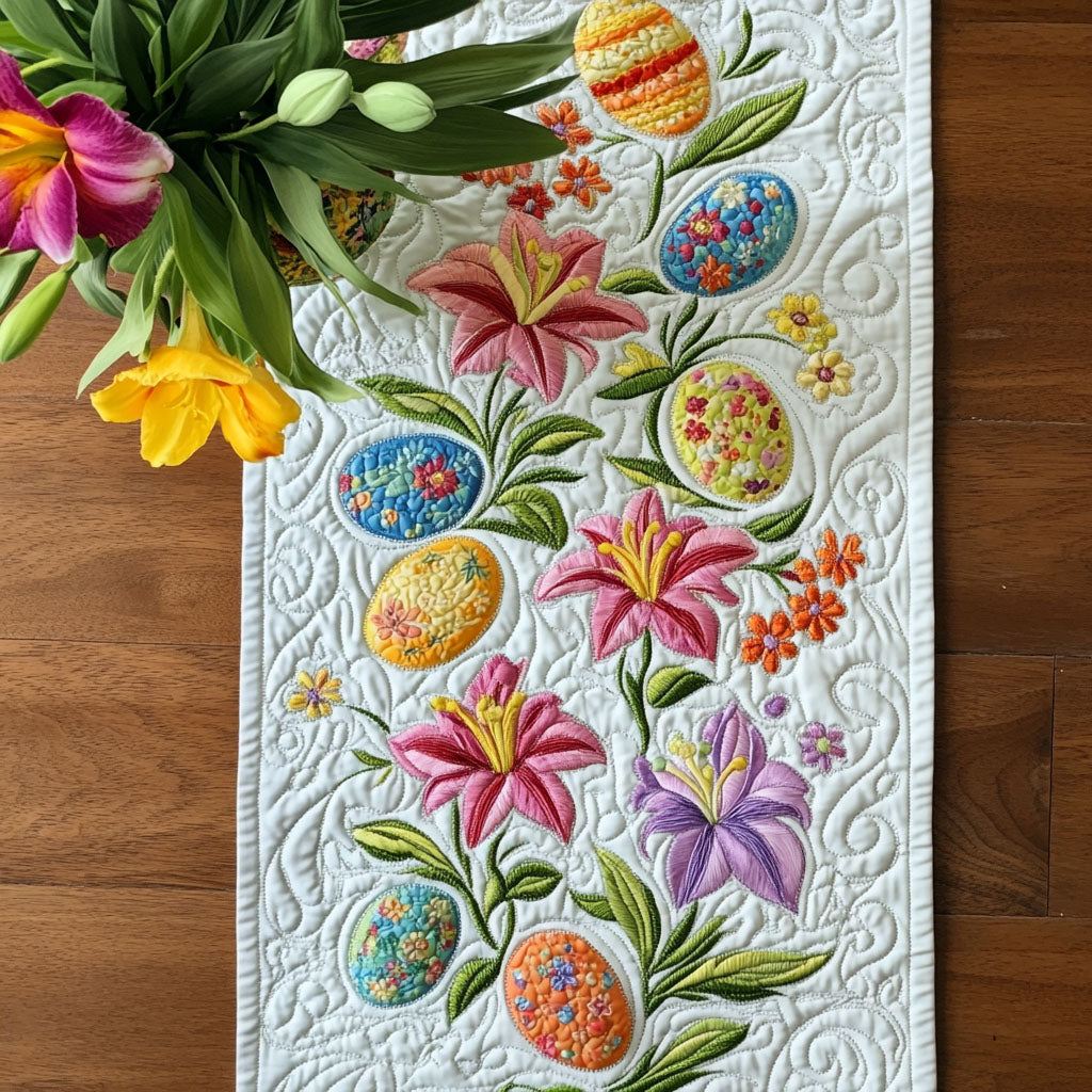 Pastel Patchwork Parade Quilted Table Runner Bunny Table Decor Gift Ideas For Friends