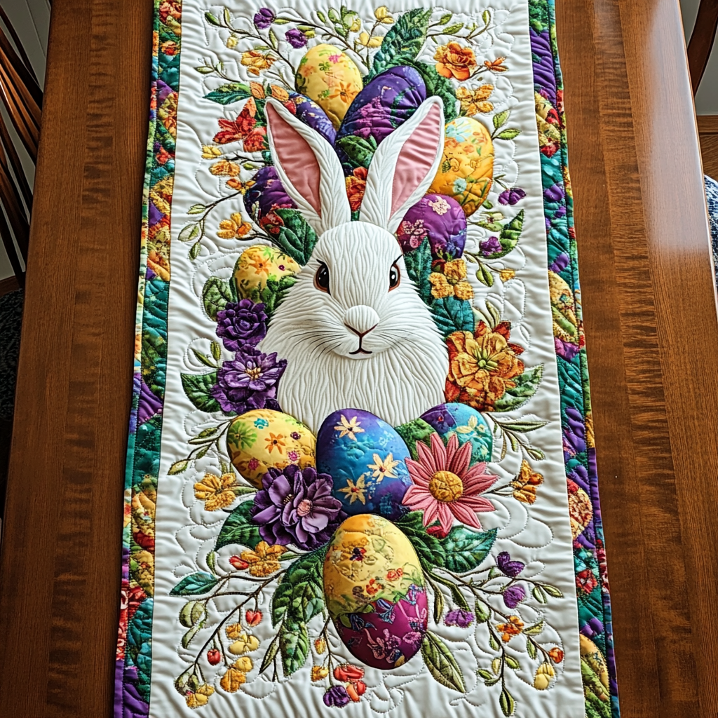 Pastel Paws Quilted Table Runner Easter Table Decor Birthday Gifts For Friends