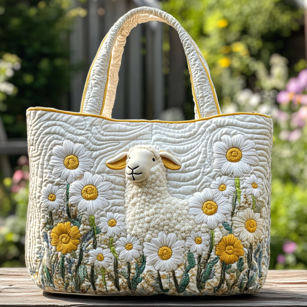 Pastel Sheep Quilted Tote Bag Sheep Presents
