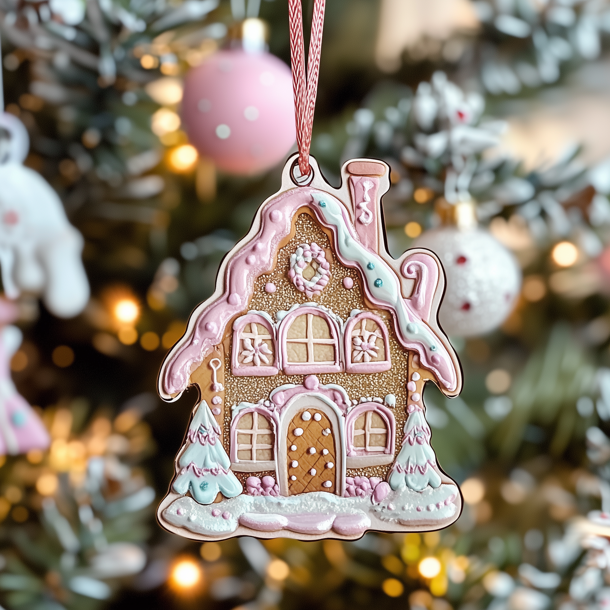 Pastel Sweet House Acrylic Ornament Christmas Tree Ornament