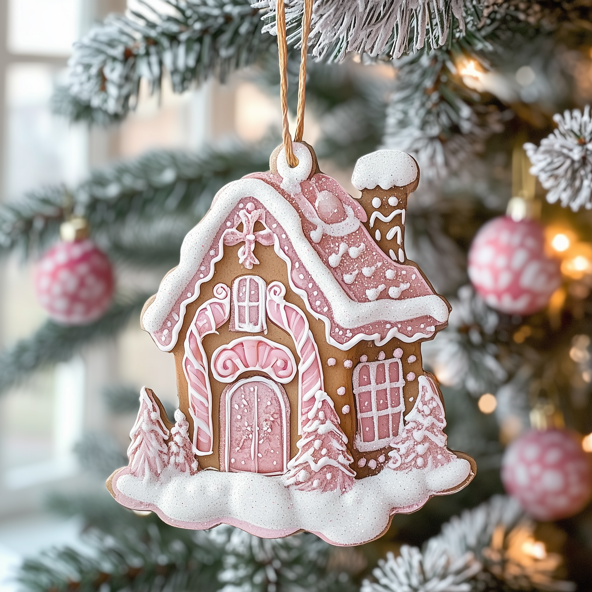 Pastel Sweet House Mica Ornament Charming Candy Design Christmas Ornament Ginger House Christmas Gifts