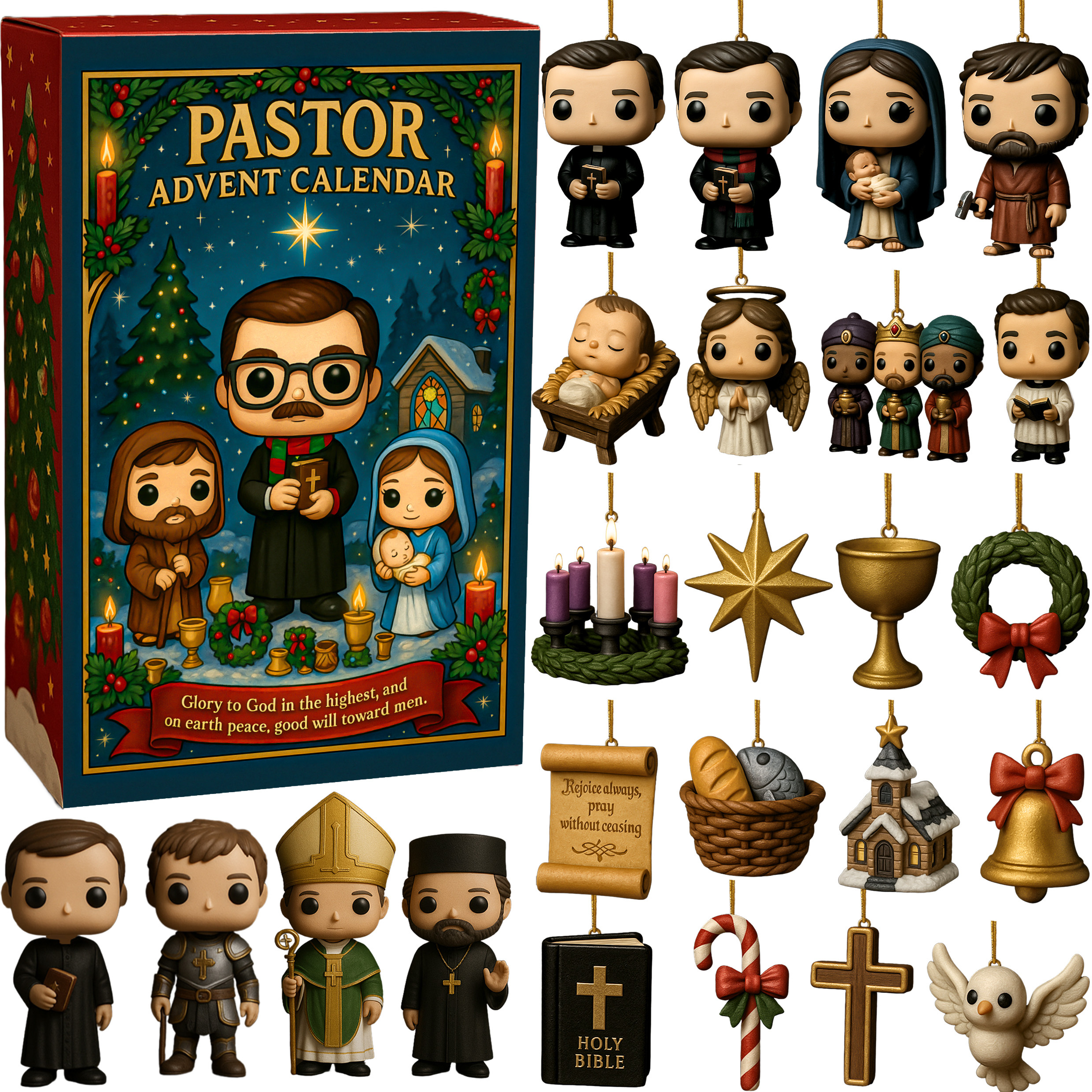 Pastor Advent Calendar Christian Themed Christmas Advent Calendar Religious Xmas Gifts