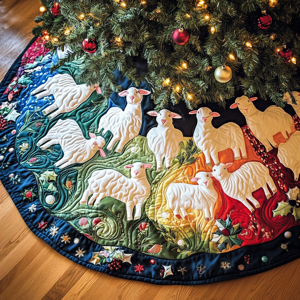 Pastoral Charm Quilted Christmas Tree Skirt Festive Christmas Home Styling