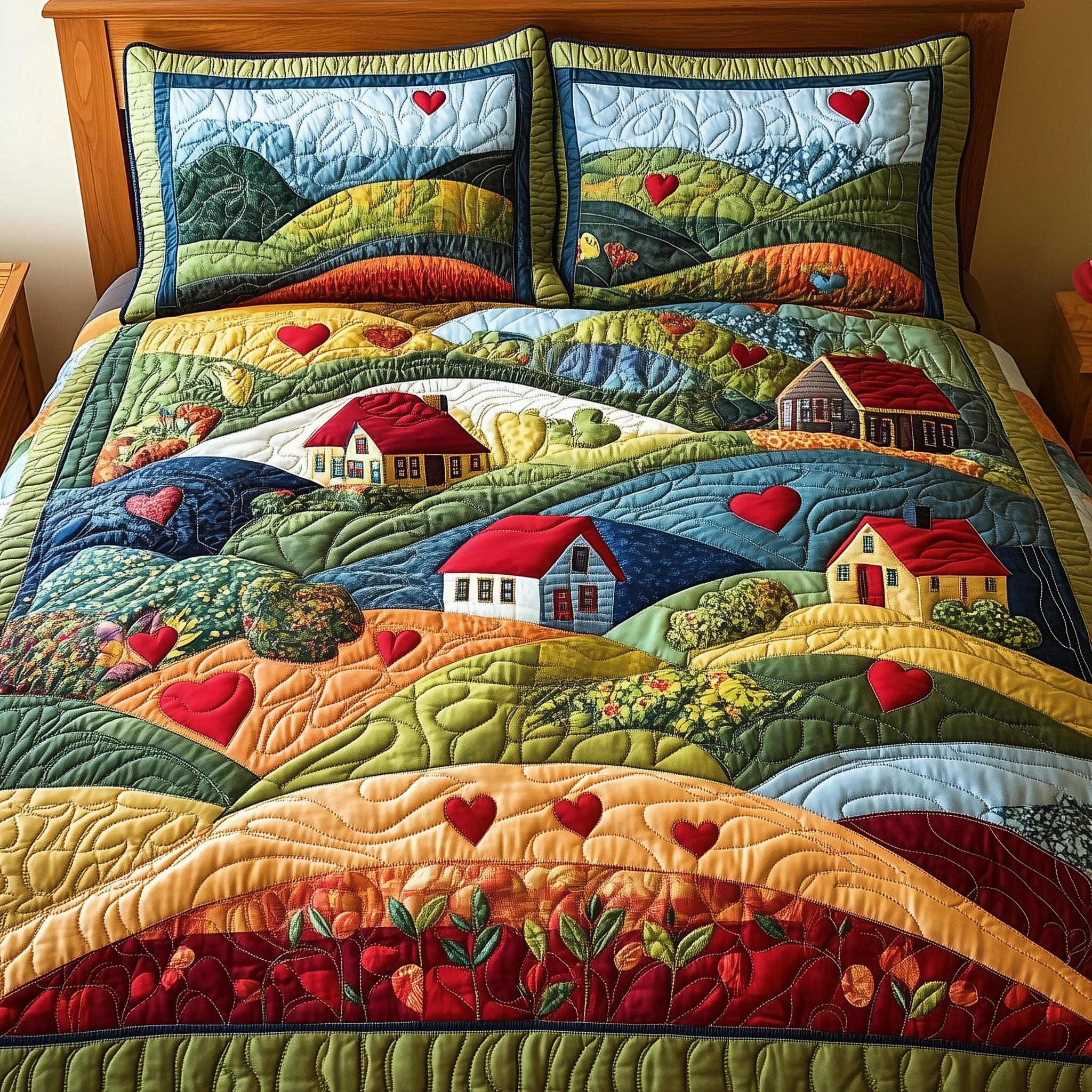 Pastoral Dreams Quilted Bedding Set Duvet Cover Merchandise Good Presents For Farmers