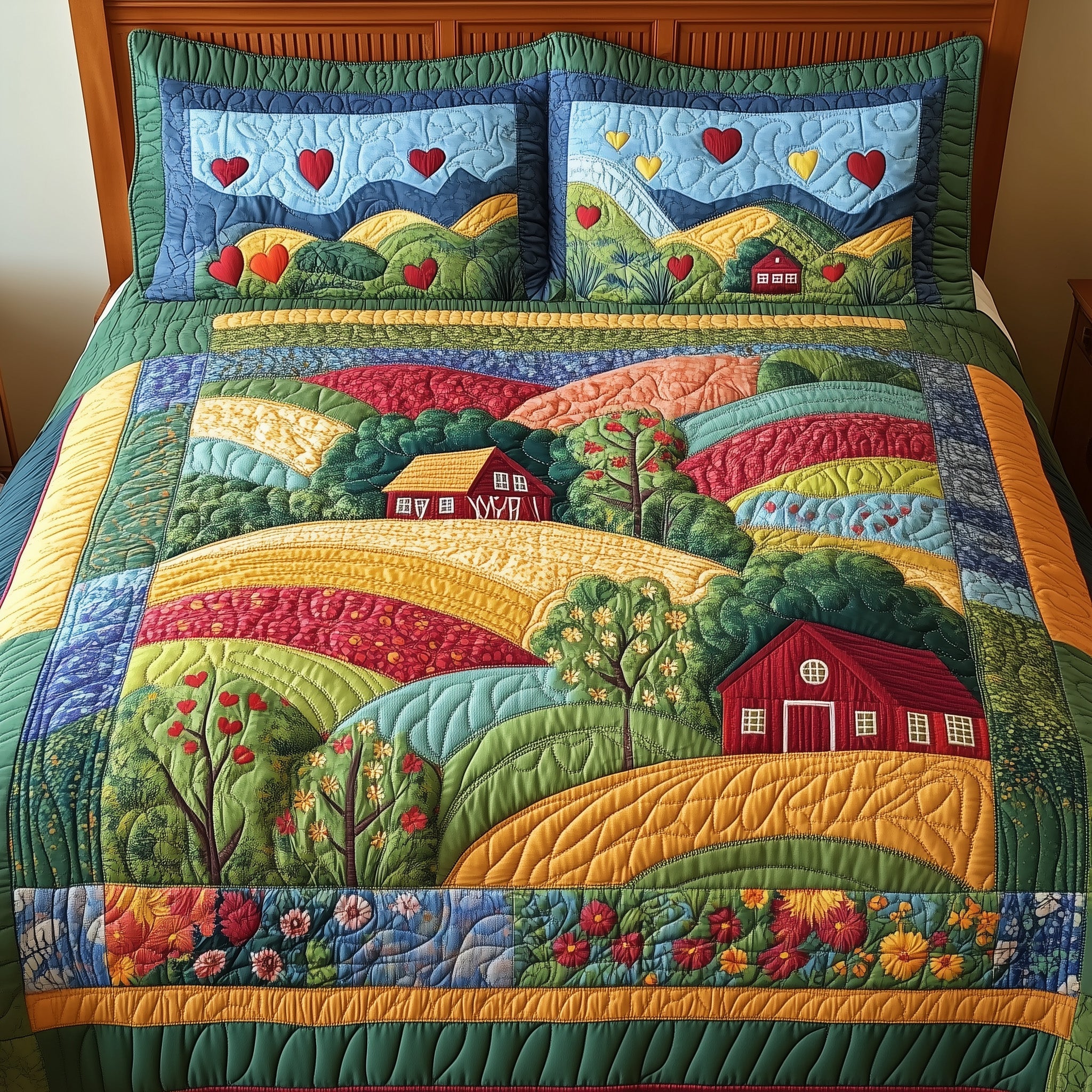 Pastoral Dreams Quilted Bedding Set Duvet Cover Merchandise Top Gifts For Farmers