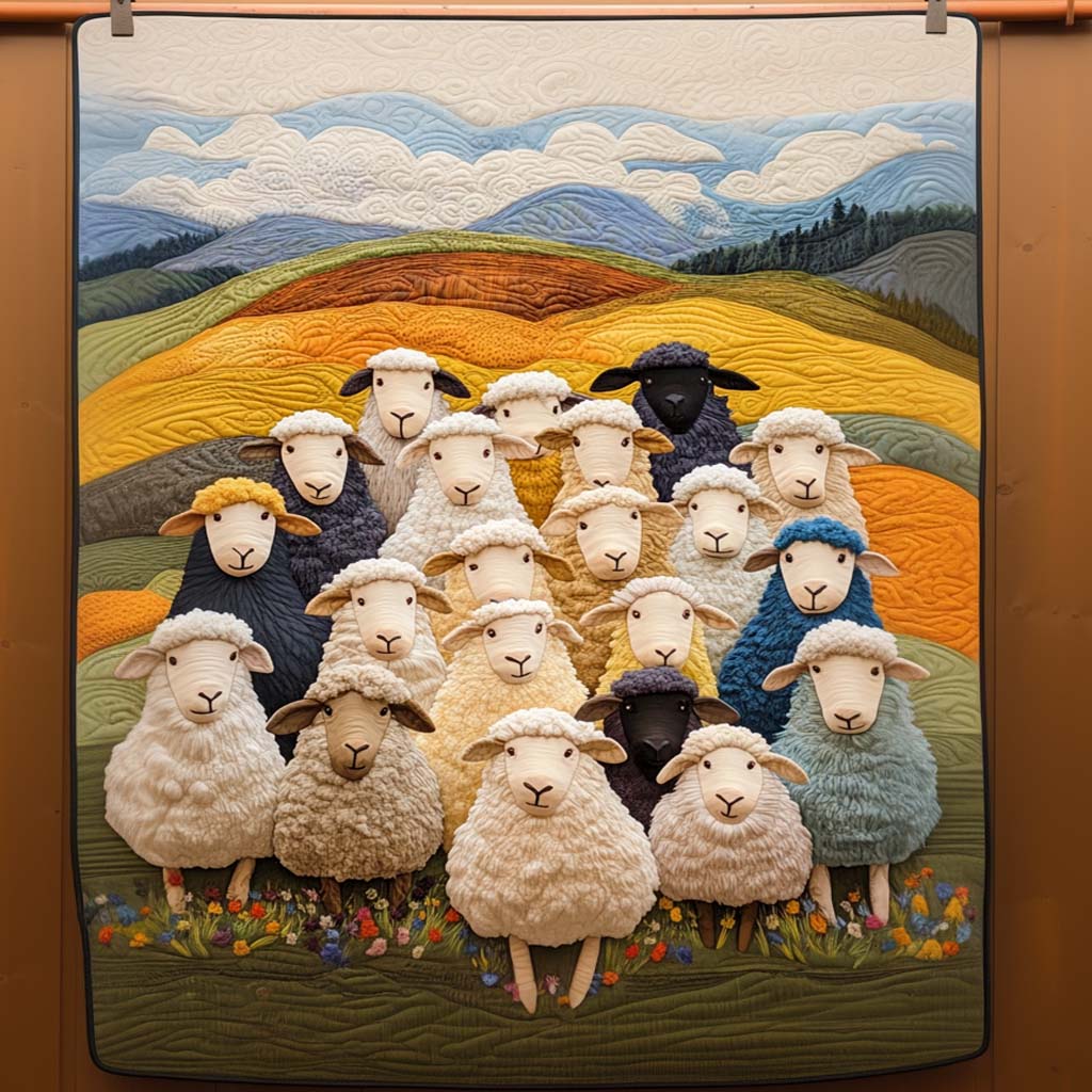 Pastoral Gathering Quilted Blanket Gifts For Sheep Lovers
