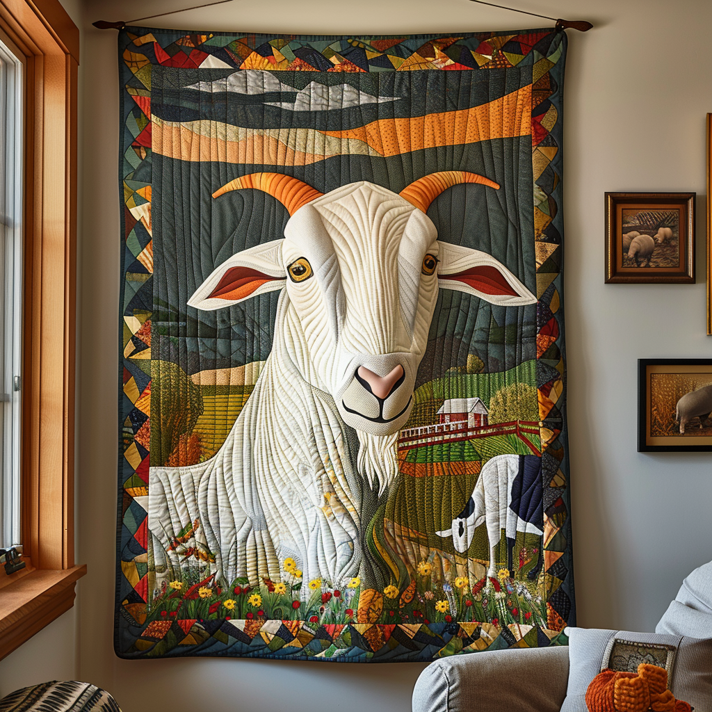 Pastoral Goat Quilted Blanket Gifts For Goat Lovers