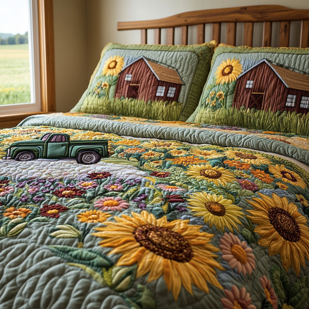 Pastoral Haven Quilted Bedding Set Luxury Duvet Cover Set for Elegant Bedroom Decor