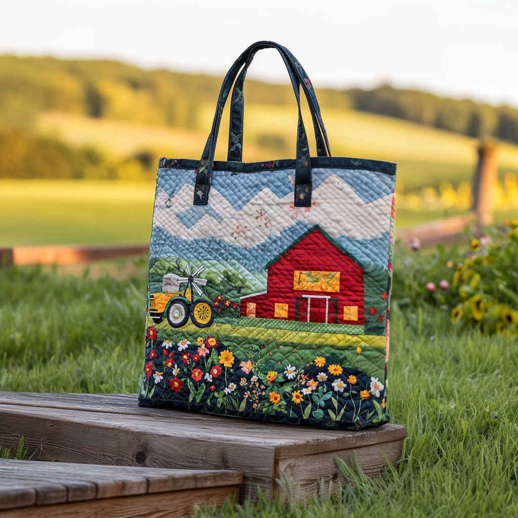 Pastoral Panorama Quilted Tote Bag Best Present For A Farmer