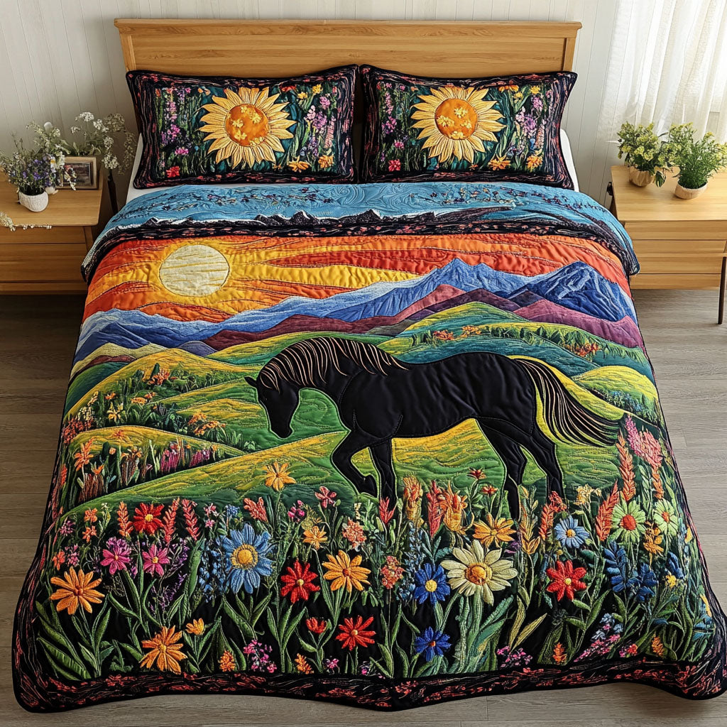 Pastoral Paradise Quilted Bedding Set Unique Bed Sheet Set Gifts For New Horse Owners
