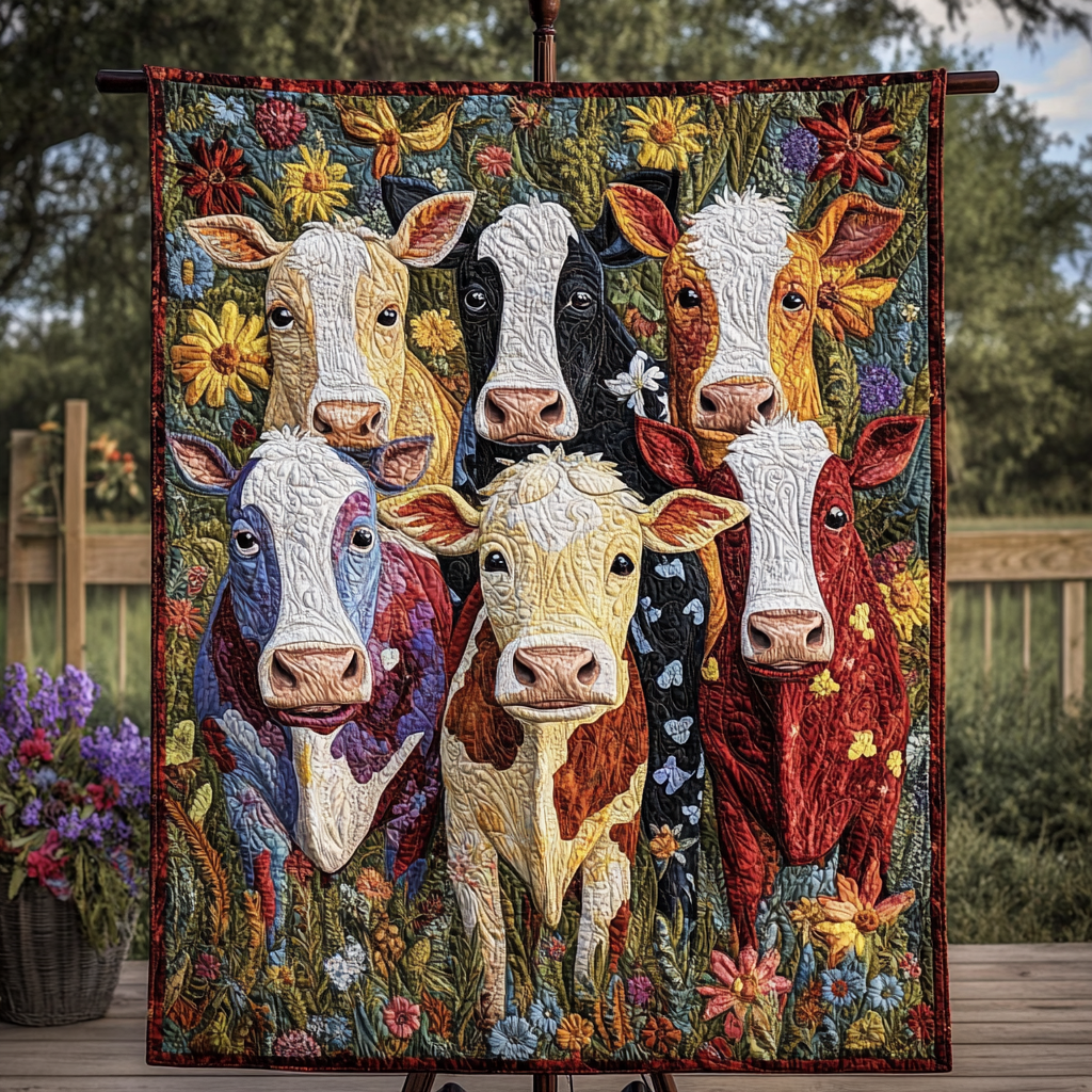Pasture Beauty Quilted Blanket Sofa Couch Throw Blanket Unique Gifts For Cow Lovers