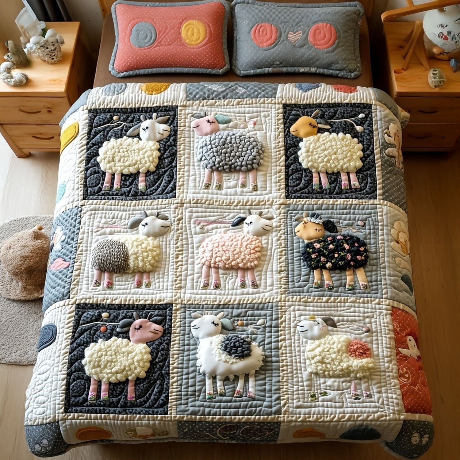 Pasture Bliss Quilted Bedding Set Best Christmas Duvet Cover Set Christmas Sheep Gifts