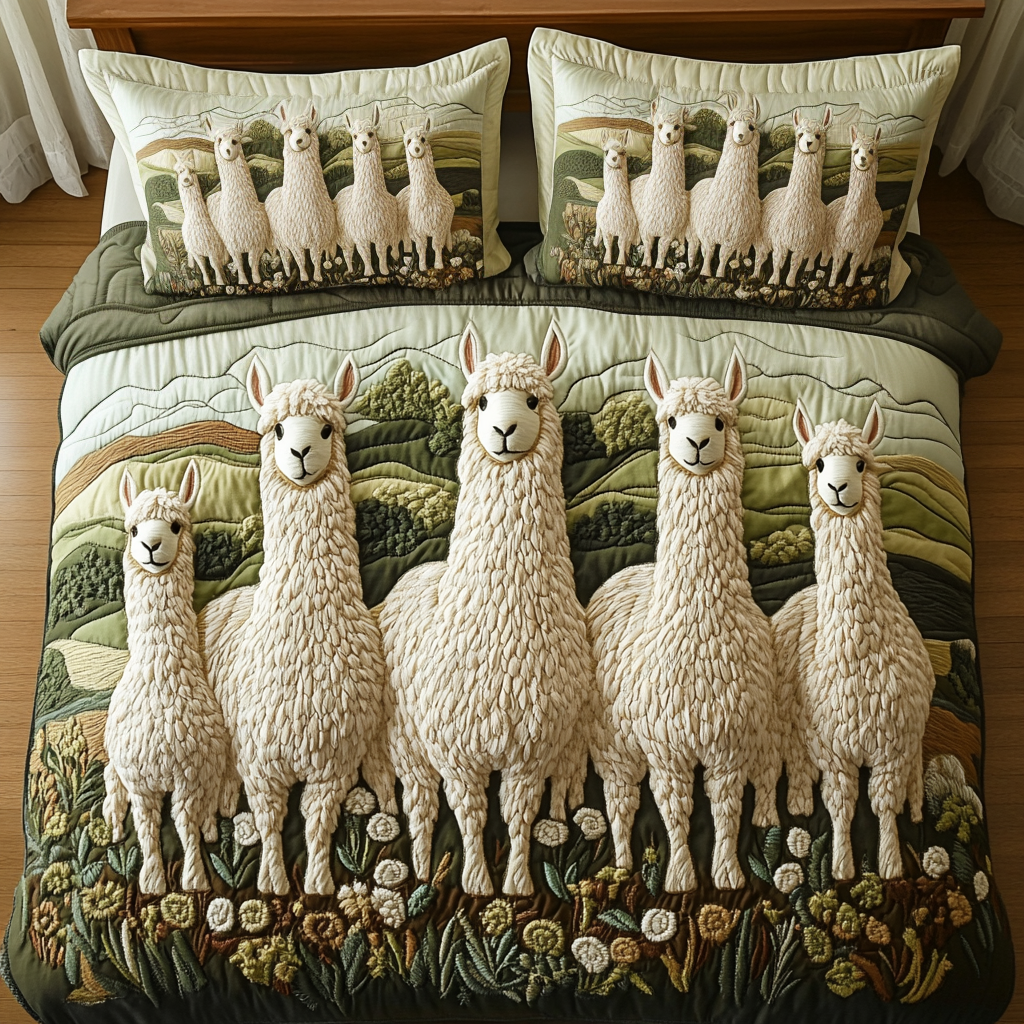 Pasture Dreams Quilted Bedding Set Christmas Bedding Duvet Cover Sheep Gifts For Adults