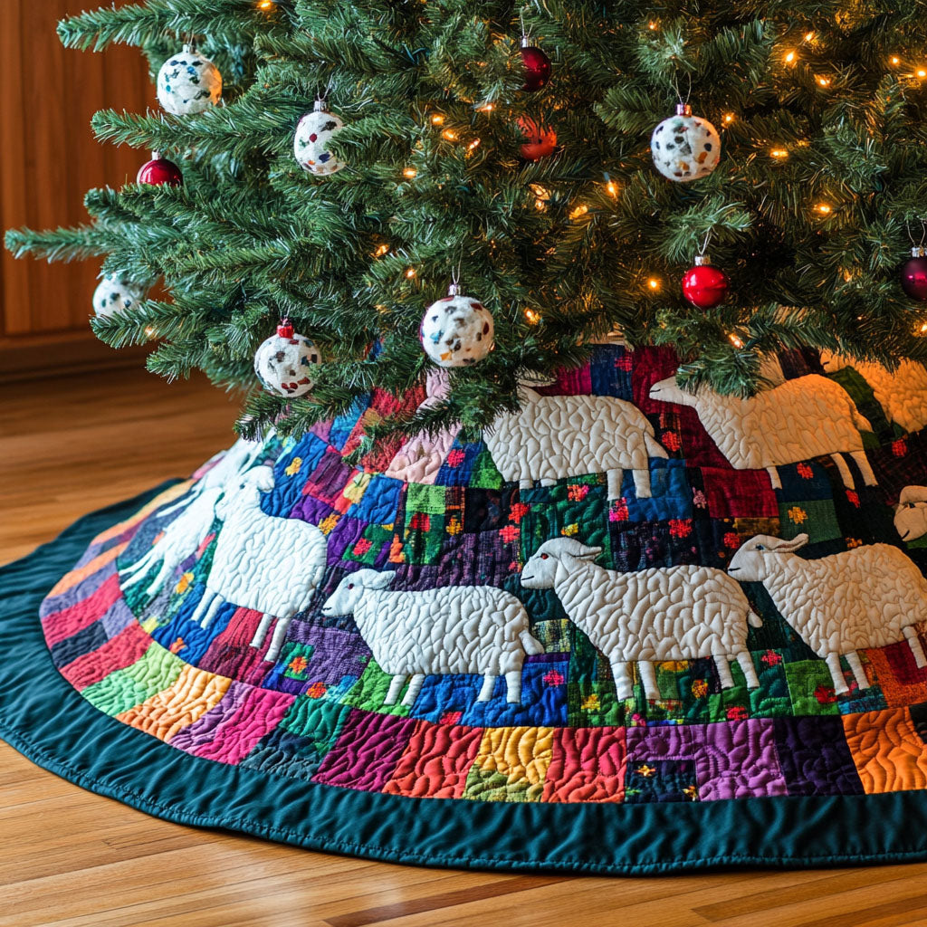 Pasture Dreams Quilted Christmas Tree Skirt Lovely Holiday Tree Skirt for Festive Vibes