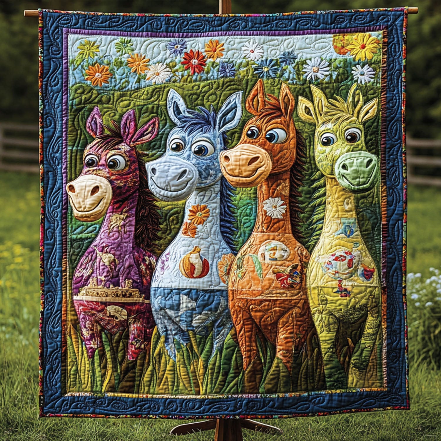 Pasture Party Quilted Blanket Holiday Throw Blanket Donkey Related Gifts