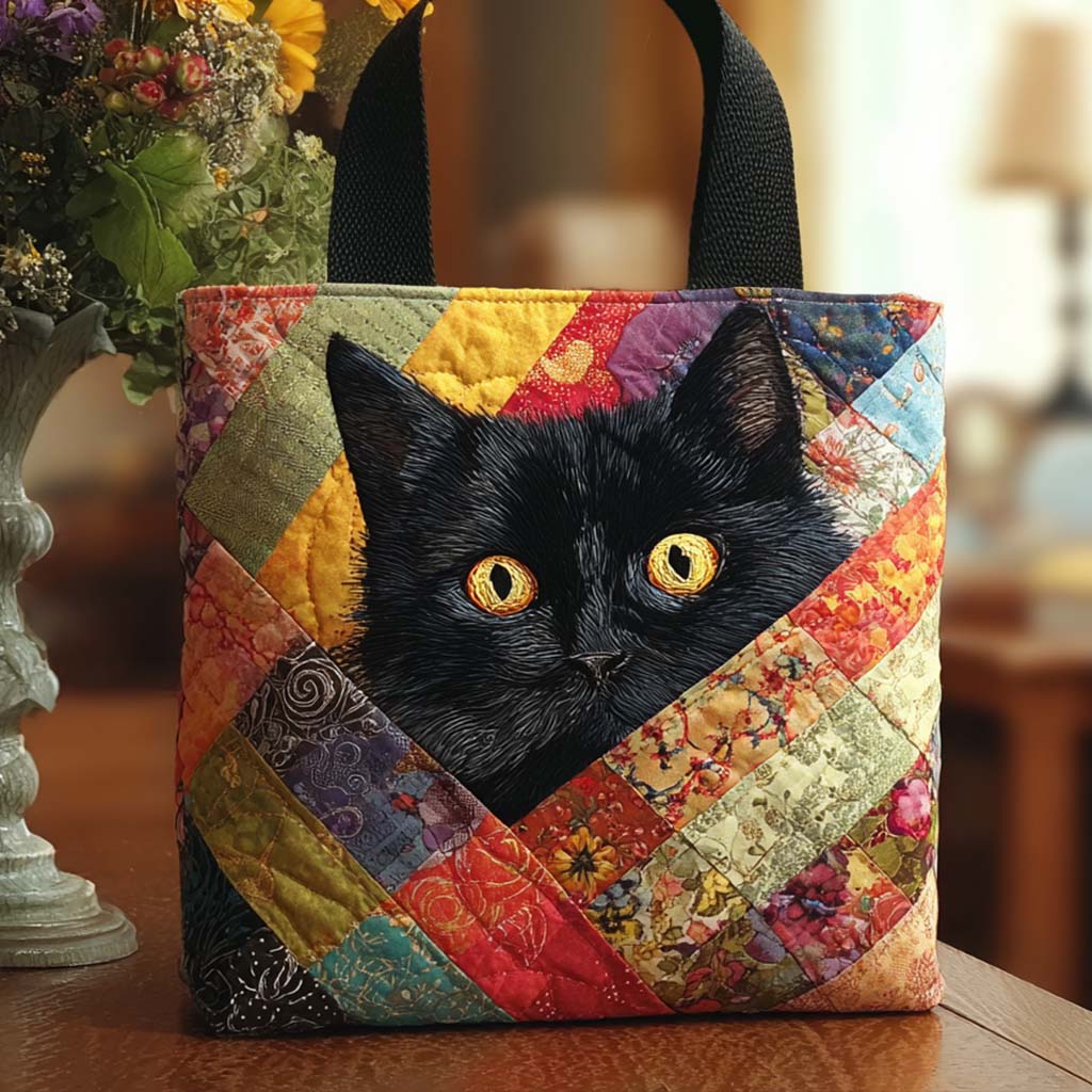 Patch Cat Quilted Tote Bag Cute Cat Lover Ideas For Gifts