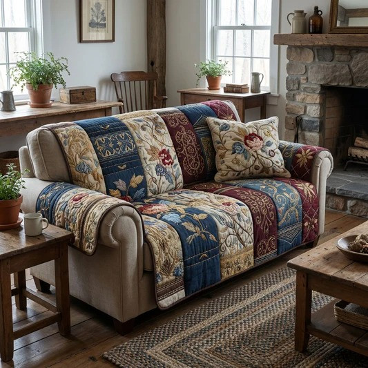 Patch Charm Quilted Sofa Cover Cat Lover Home Decor Gift For Cozy Living Room