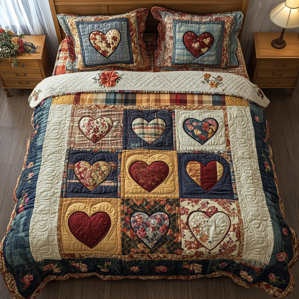 Patch Passion Quilted Bedding Set Unique Bedding Gift for Family Gatherings