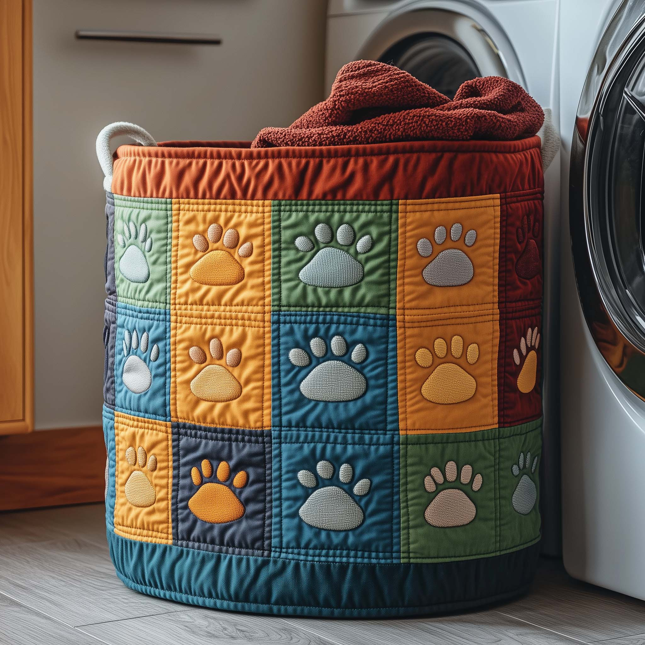 Patch Paws Quilted Laundry Basket Animal Home Decor Unique Gifts For Pet Lovers