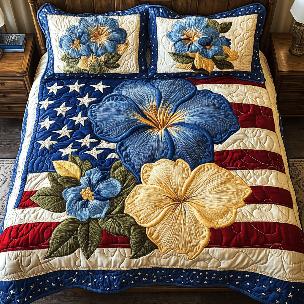 Patch Petals Quilted Bedding Set Bed Decorations Patriotic Presents