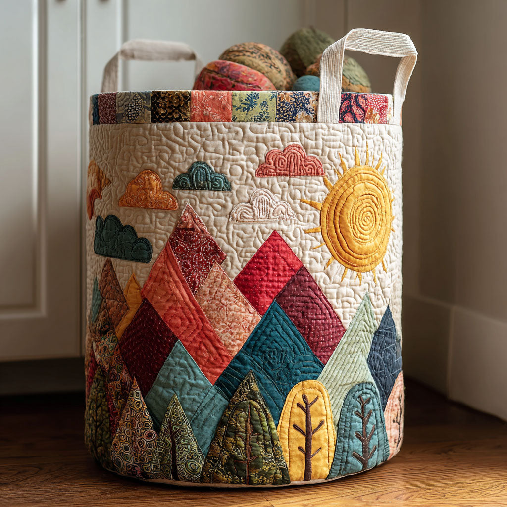 Patchland Peaks Quilted Laundry Basket Thoughtful Housewarming Gift