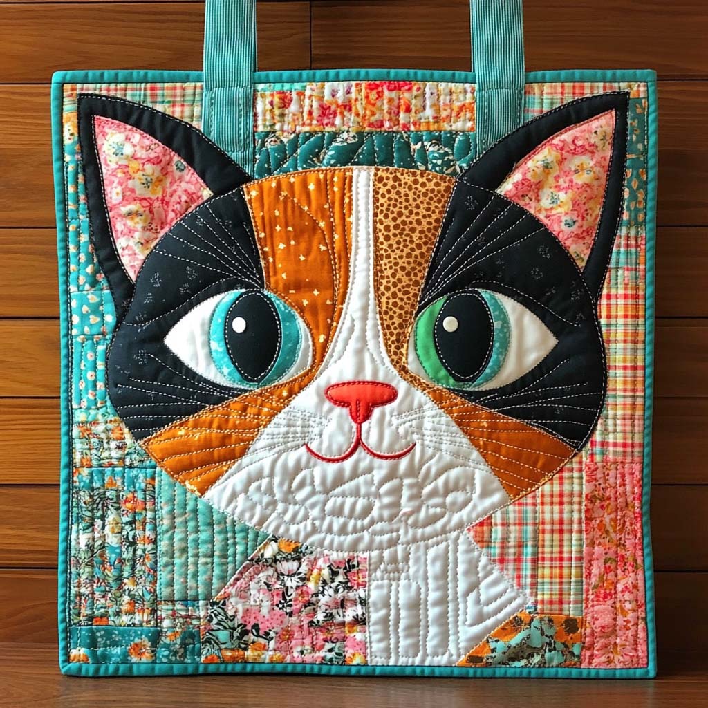 Patchwork Calico Charm Quilted Tote Bag Christmas Gifts For Mum