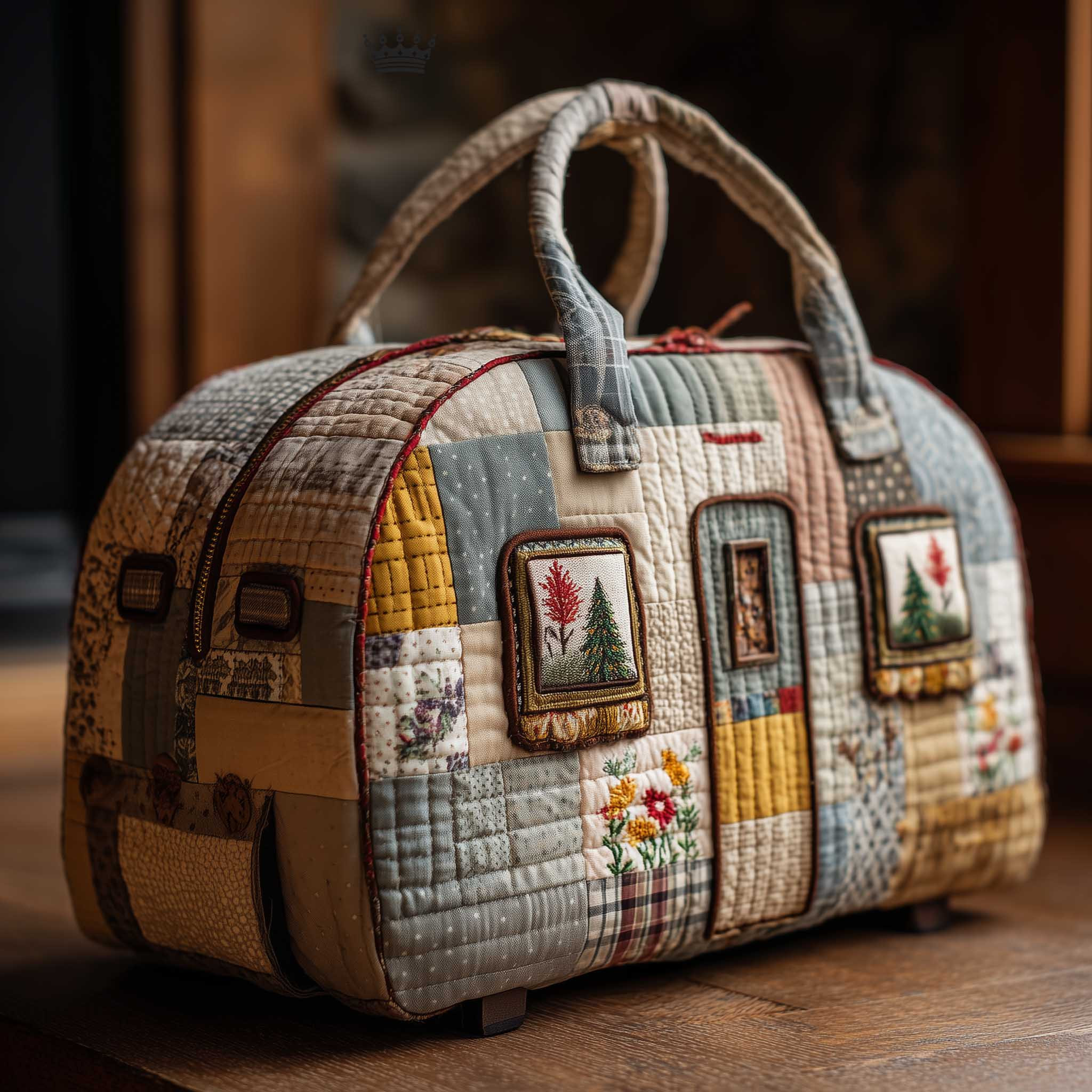 Patchwork Camper Quilted Duffle Bag Vintage Farmhouse Style Best Gift For Camping Lovers
