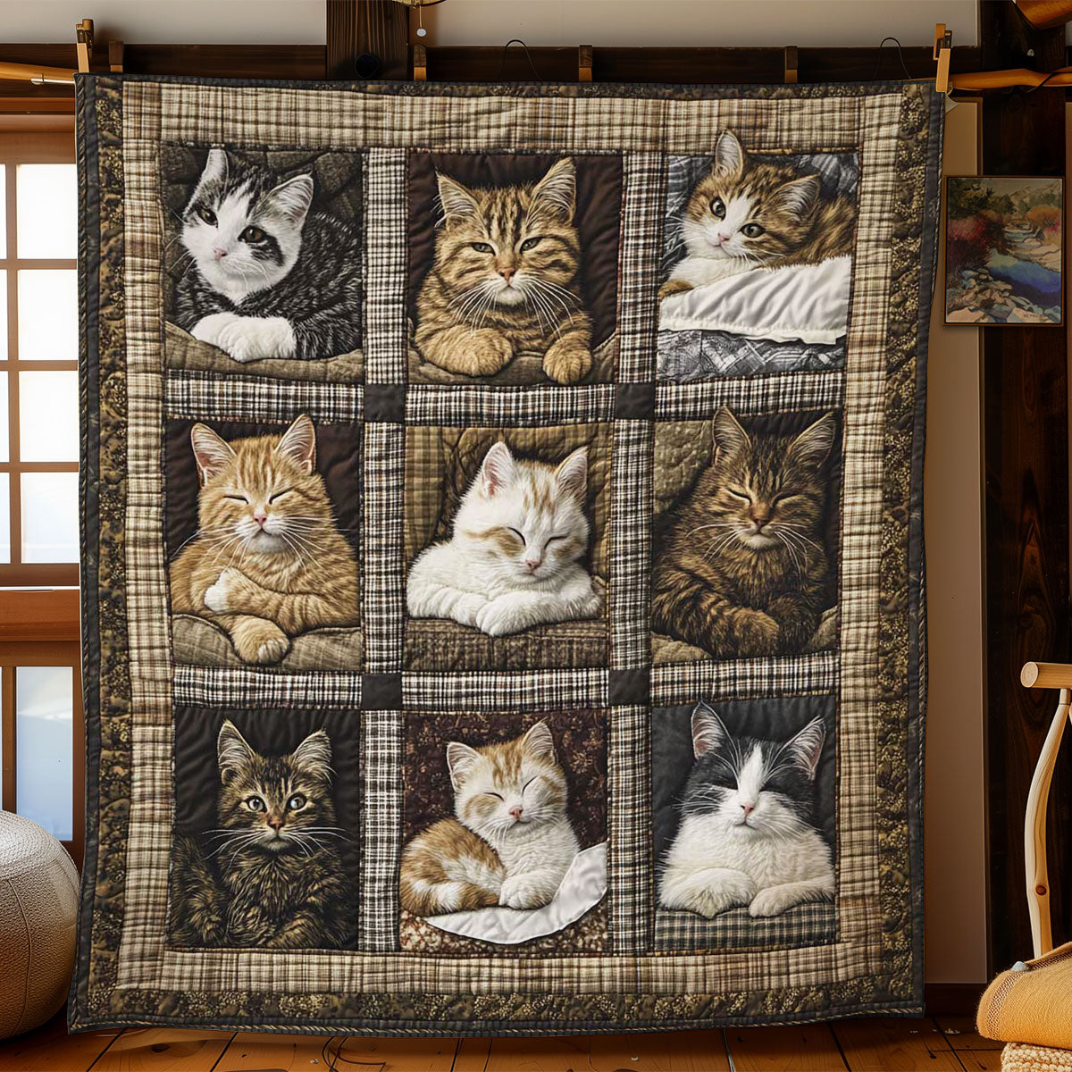 Patchwork Cat Gallery Quilt Lovely Quilt Blanket Gift for Holiday Celebrations