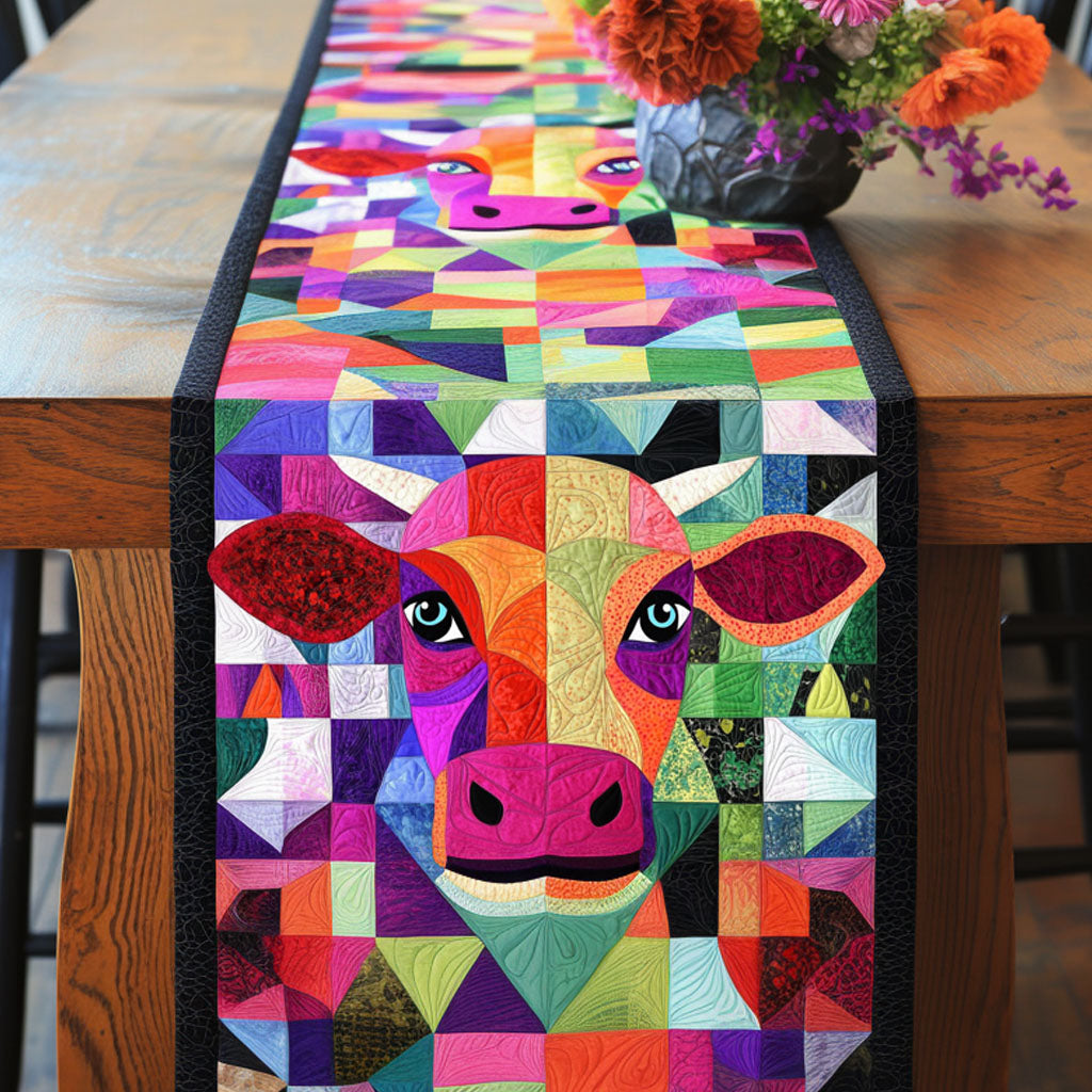 Patchwork Cows Quilted Table Runner Country Table Runners Presents For Cow Lovers