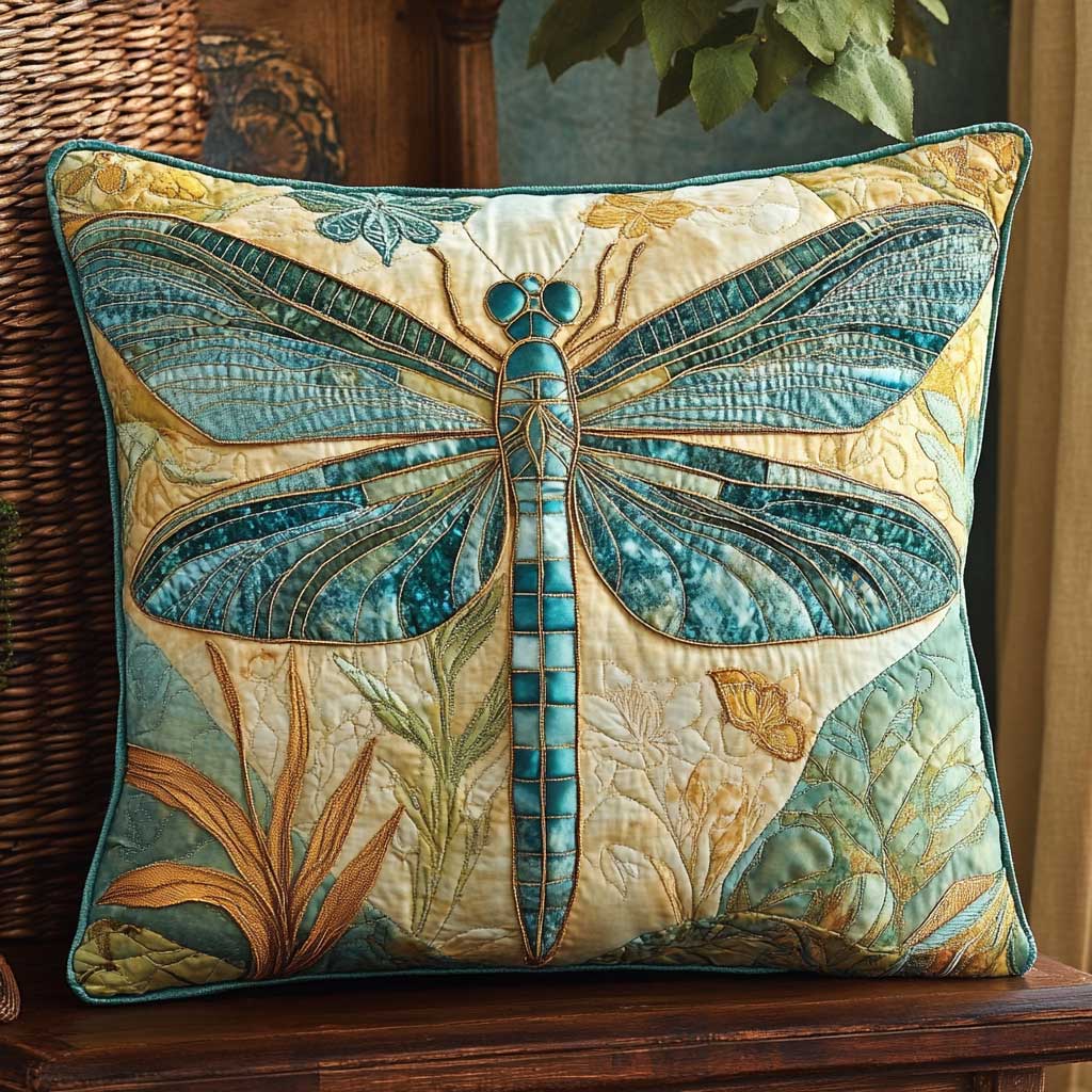 Patchwork Dragonfly Quilted Pillow Case Cute Throw Pillows Teacher Christmas Gifts