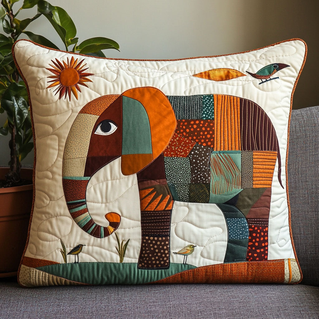 Patchwork Elephant Quilt Pillow Case Lovely Pillowcase Gift for Cozy Bedroom Decor