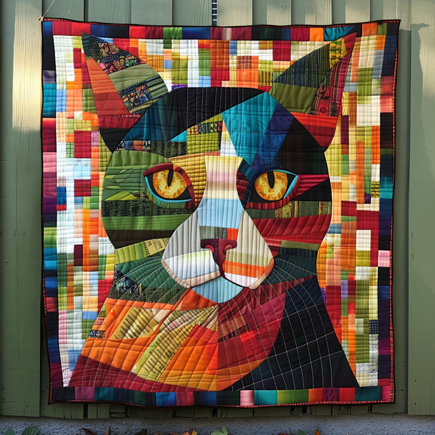 Patchwork Feline Quilted Blanket Unique Cat Gifts