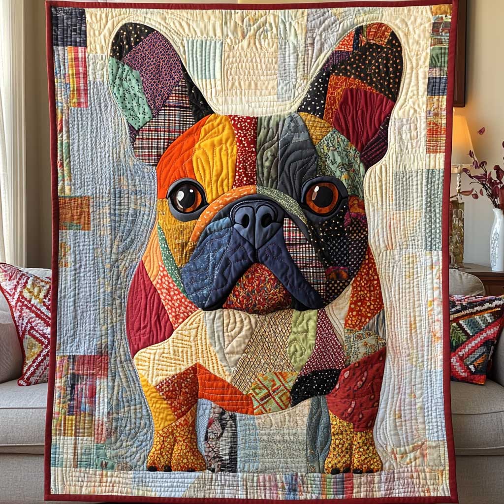 Patchwork French Bulldog Portrait Quilt Blanket Best Blankets Mother In Law Presents Christmas