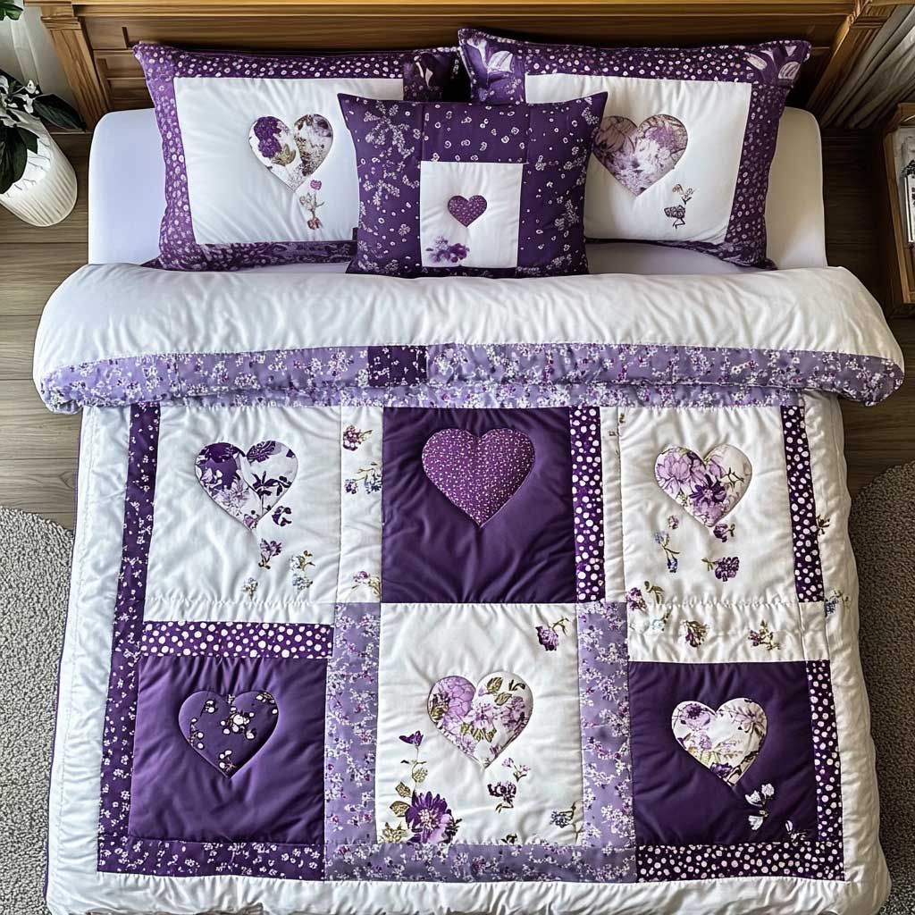 Patchwork Heart Duvet Cover Set Best Comforter Sets Autumn Gifts For Wife