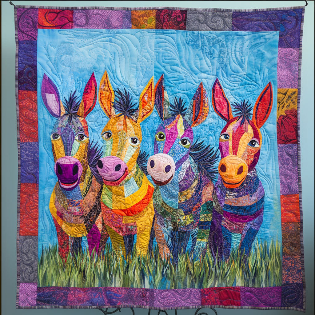 Patchwork Herd Quilted Blanket Best Throw Blanket Donkey Christmas Gifts