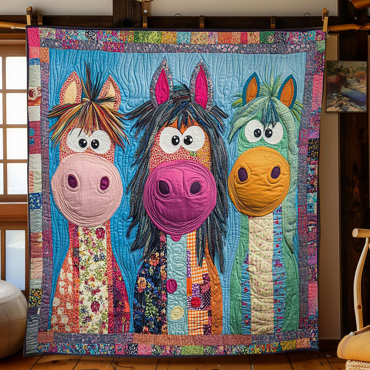 Patchwork Horse Quilt Blanket Sofa Throws Corporate Christmas Gifts