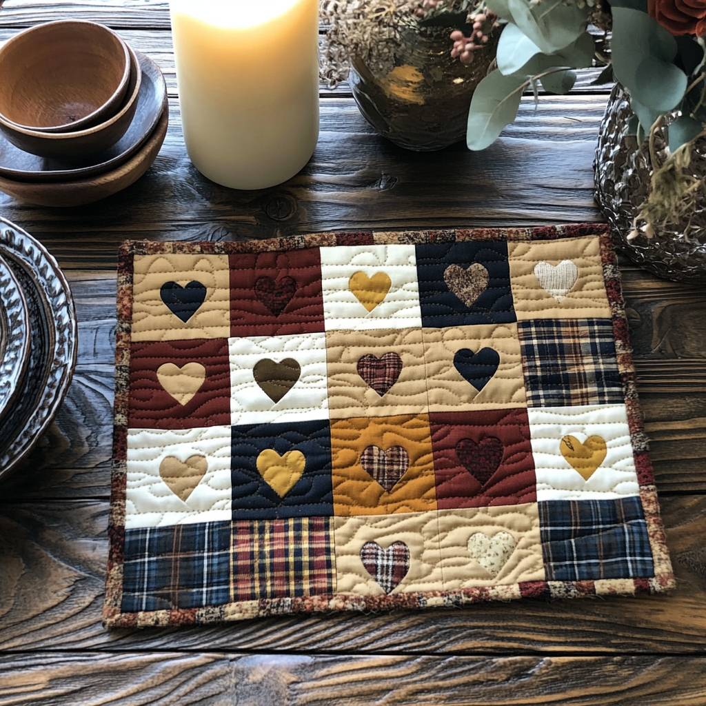 Patchwork Joy Quilted Place Mat Home Decor Items Gifts For Mum For Christmas