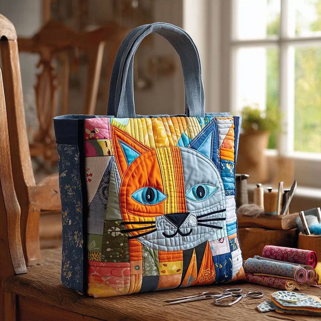 Patchwork Kitty Quilted Tote Bag Gifts For Cat Lovers