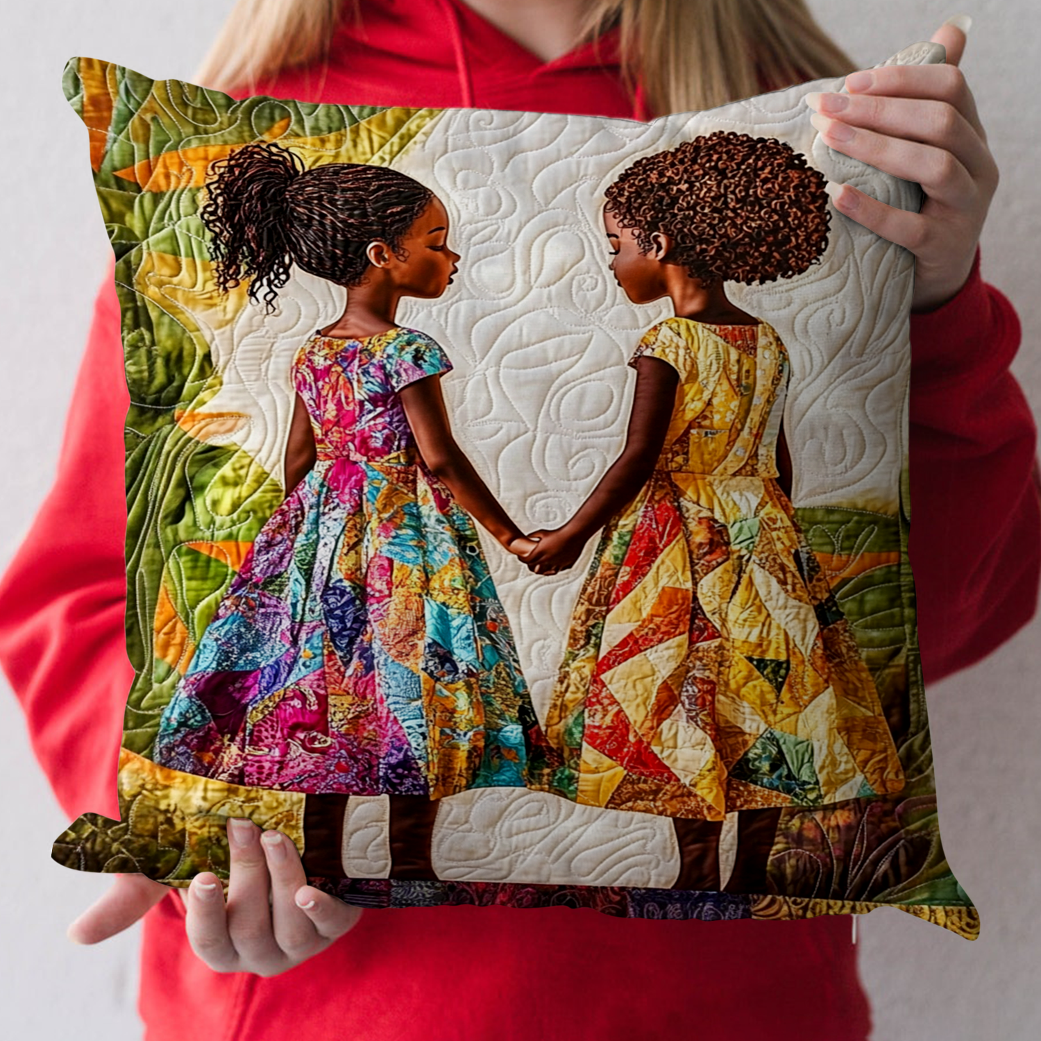 Patchwork Love Quilted Pillow Case Home Decor Pillow Covers African American Gifts For Women