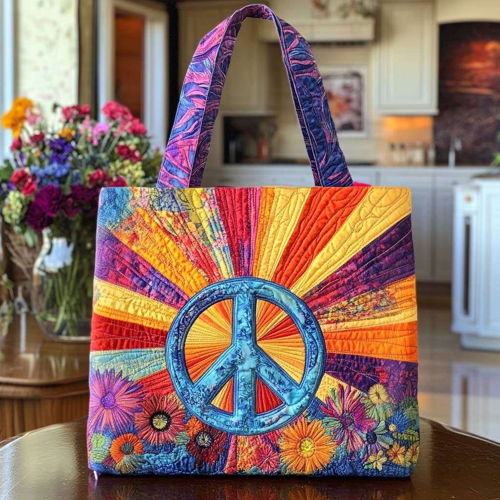 Patchwork Love Quilted Tote Bag Hippie Christmas Gifts