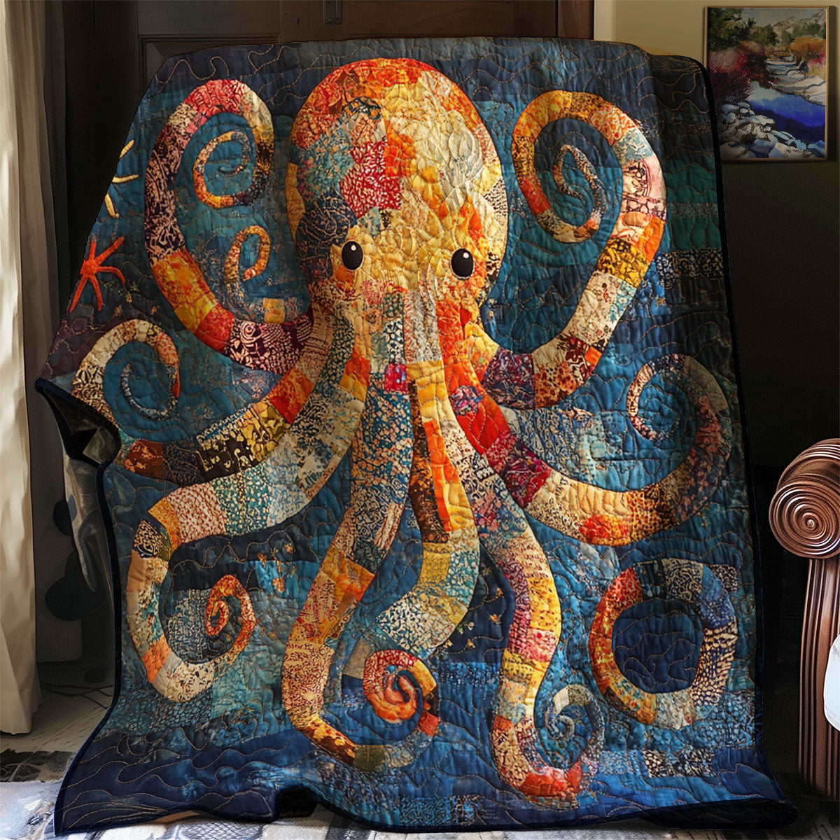 Patchwork Octopus Quilt Blanket King Size Blanket Daughter To Mum Gifts