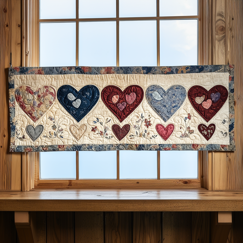 Patchwork of Love Quilted Valance Christmas House Decor Family Gift Ideas For Xmas
