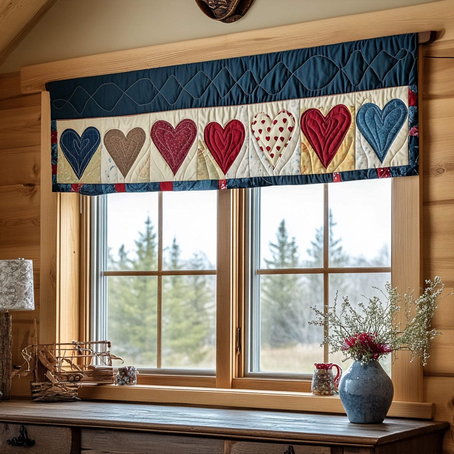 Patchwork of Love Quilted Valance Rustic Window Topper Valance Christmas Present Ideas For Grandma