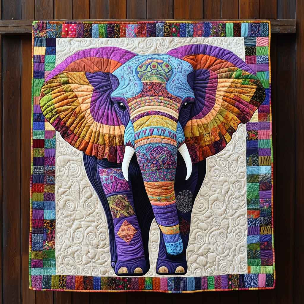 Patchwork Pachyderms Quilted Blanket Elephant Gifts For Her