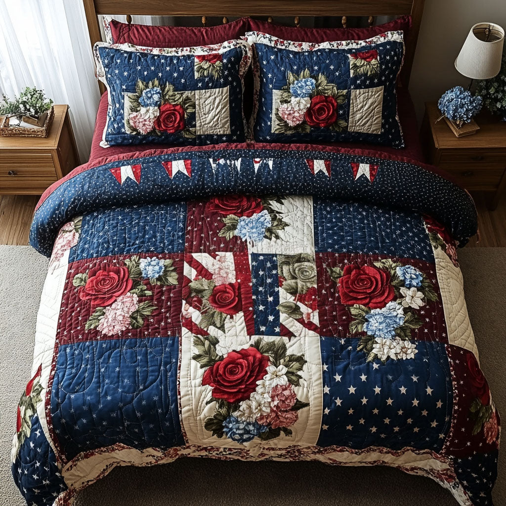 Patchwork Paradise Quilted Bedding Set Christmas Bedding Sets Patriotic Gifts For Women