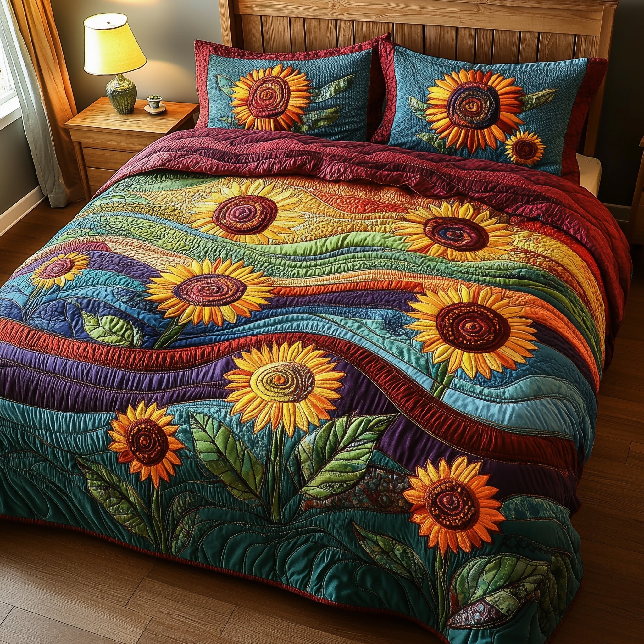 Patchwork Petal Parade Quilted Bedding Set Duvet Cover Bed Sheet Christmas Gift For Inlaws