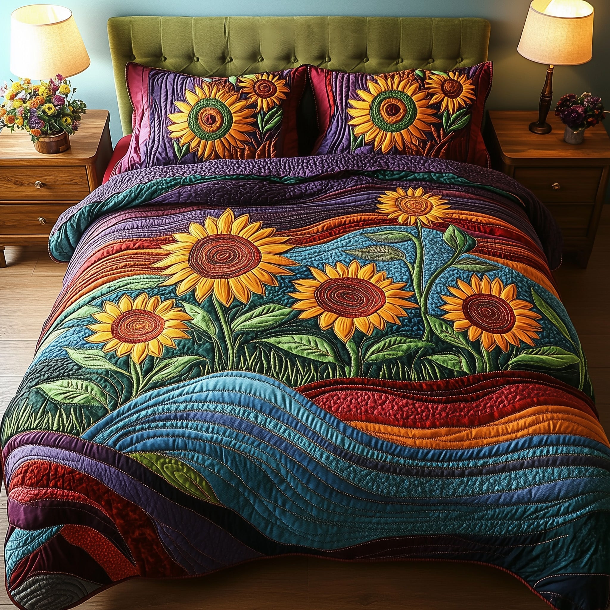 Patchwork Petal Parade Quilted Bedding Set Duvet Cover Bed Sheet Gifts To Get Mother In Law For Christmas